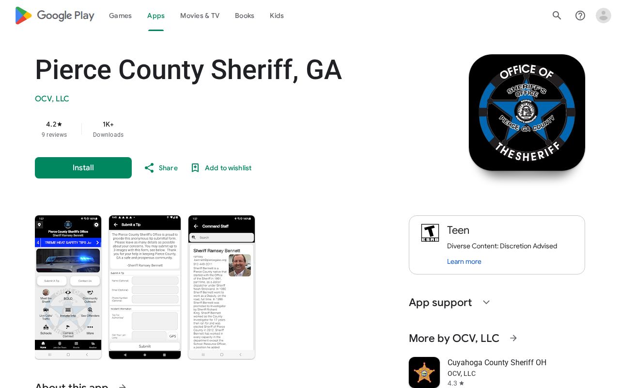 Official Pierce County Sheriff mobile app listing